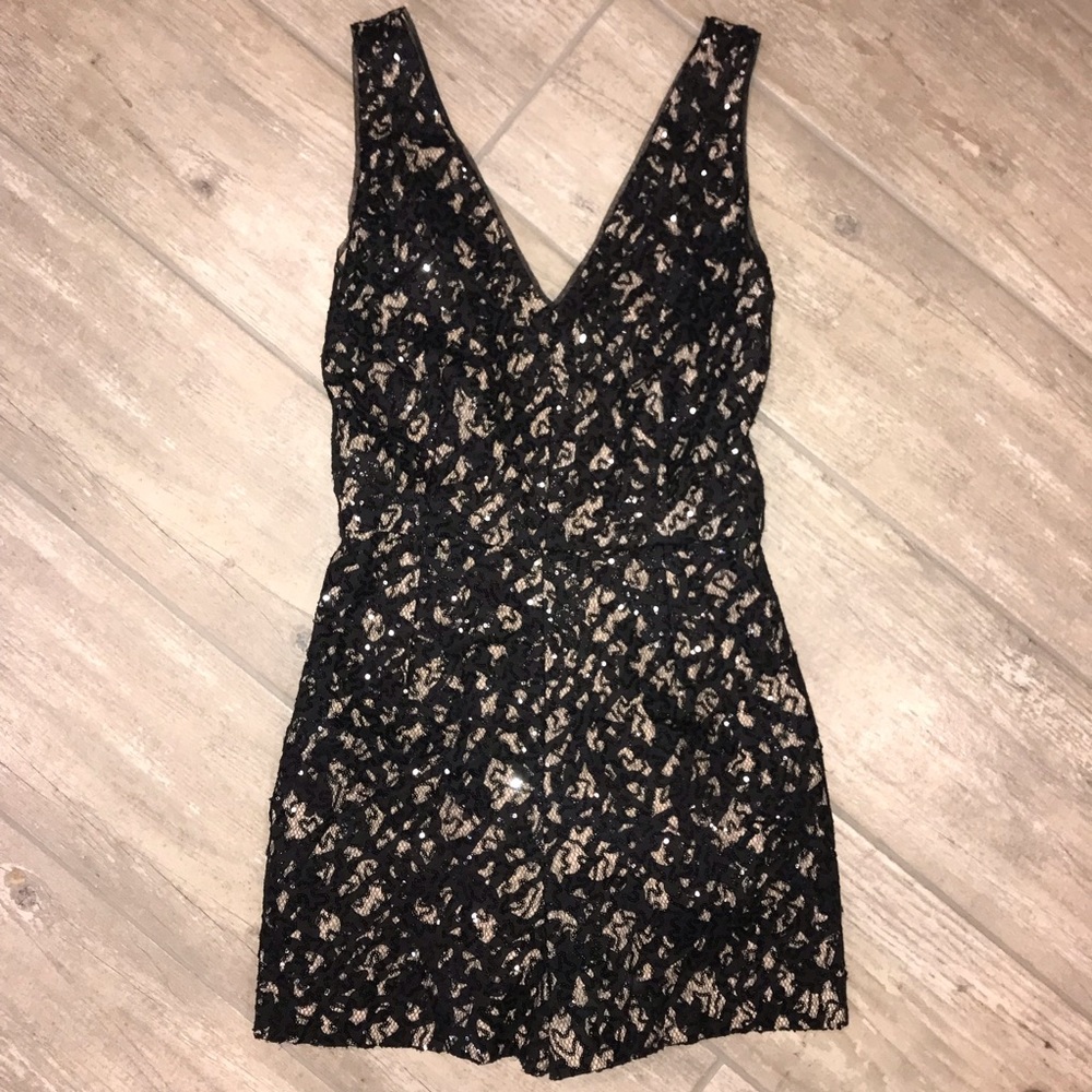 BCBG Black/nude sequin romper size M